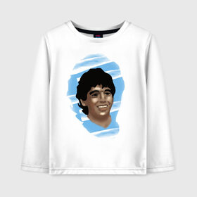 Детский лонгслив хлопок с принтом Diego Maradona в Тюмени, 100% хлопок | круглый вырез горловины, полуприлегающий силуэт, длина до линии бедер | diego maradona | football | диего марадона | матч | первенство | футбол | чемпионат