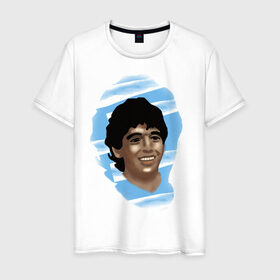Мужская футболка хлопок с принтом Diego Maradona в Тюмени, 100% хлопок | прямой крой, круглый вырез горловины, длина до линии бедер, слегка спущенное плечо. | diego maradona | football | диего марадона | матч | первенство | футбол | чемпионат