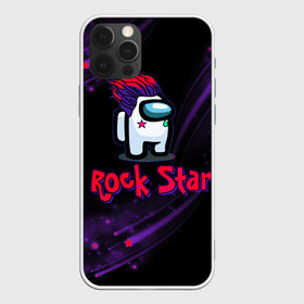 Чехол для iPhone 12 Pro с принтом Among Us Rock Star в Тюмени, силикон | область печати: задняя сторона чехла, без боковых панелей | 2021 | among us | impostor | space mafia | sus.puffballs united | амонг ас | амонг единорог | в космосе | гринч | импостор | инопланетяне | инопланетянин | новогодний амонг ас | ракета | с новым годом | самозванец | среди нас