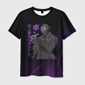 Мужская футболка 3D с принтом Anime | Dad #1 в Тюмени, 100% полиэфир | прямой крой, круглый вырез горловины, длина до линии бедер | Тематика изображения на принте: anime | dad | аниме | анимешникам | анимэ | иероглиф | китай | мультики | неоновые лучи | папа | прикольная | робот | фиолетовый | чёрная футболка | япония