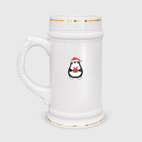 Кружка пивная с принтом ПИНГВИНЁНОК (парная) в Тюмени,  керамика (Материал выдерживает высокую температуру, стоит избегать резкого перепада температур) |  объем 630 мл | 2021 | christmas | merry christmas | santa claus | дед мороз | новогодний оленёнок | новогодний олень | новогодний пингвин | новогодний пингвинёнок | новый год | новый год 2021 | олень | пингвин | пингвинёнок | рождество