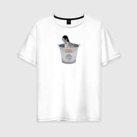 Женская футболка хлопок Oversize с принтом Лань Чжань в ведерке в Тюмени, 100% хлопок | свободный крой, круглый ворот, спущенный рукав, длина до линии бедер
 | ванцзи | ведро | гусу | магистр дьявольского культа | неукротимый | юмор