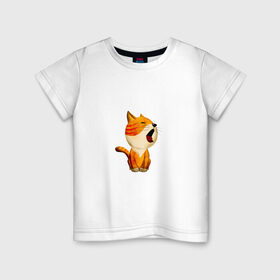 Детская футболка хлопок с принтом Рыжий кот в Тюмени, 100% хлопок | круглый вырез горловины, полуприлегающий силуэт, длина до линии бедер | 