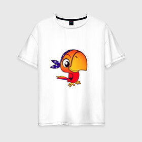 Женская футболка хлопок Oversize с принтом Попугайчик в Тюмени, 100% хлопок | свободный крой, круглый ворот, спущенный рукав, длина до линии бедер
 | 