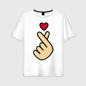 Женская футболка хлопок Oversize с принтом Finger heart в Тюмени, 100% хлопок | свободный крой, круглый ворот, спущенный рукав, длина до линии бедер
 | 