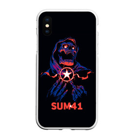 Чехол для iPhone XS Max матовый с принтом Sum 41 в Тюмени, Силикон | Область печати: задняя сторона чехла, без боковых панелей | Тематика изображения на принте: metall | music | punk | rock | sum 41 | альтернатива | метал | музло | музыка | панк | рок | сам 41