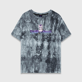 Женская футболка хлопок Oversize с принтом Даня Милохин DREAMTEAM HOUSE в Тюмени, 100% хлопок | свободный крой, круглый ворот, спущенный рукав, длина до линии бедер
 | dreamteam | dreamteamhouse | tiktok | блогер | дримтим | тикток