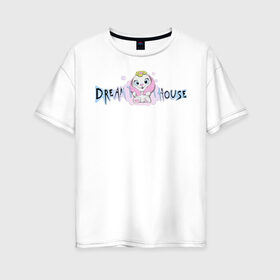 Женская футболка хлопок Oversize с принтом Диана Астер DREAMTEAM HOUSE в Тюмени, 100% хлопок | свободный крой, круглый ворот, спущенный рукав, длина до линии бедер
 | Тематика изображения на принте: dreamteam | dreamteamhouse | tiktok | блогер | диана астер | дримтим | тикток