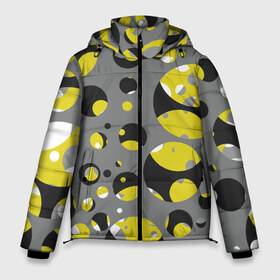 Мужская зимняя куртка 3D с принтом Цвет года в Тюмени, верх — 100% полиэстер; подкладка — 100% полиэстер; утеплитель — 100% полиэстер | длина ниже бедра, свободный силуэт Оверсайз. Есть воротник-стойка, отстегивающийся капюшон и ветрозащитная планка. 

Боковые карманы с листочкой на кнопках и внутренний карман на молнии. | pantone | геометрия | желтый цвет | круги | серый цвет | цвета нового года