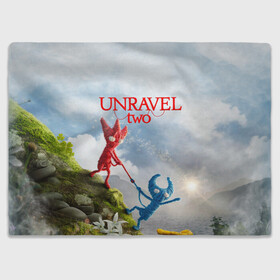 Плед 3D с принтом Unravel Two (Z) в Тюмени, 100% полиэстер | закругленные углы, все края обработаны. Ткань не мнется и не растягивается | coldwood interactive | unravel | unravel two | головоломка | красная пряжа | распутать | семейная игра | ярни