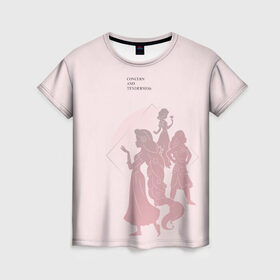 Женская футболка 3D с принтом Concern and tenderness в Тюмени, 100% полиэфир ( синтетическое хлопкоподобное полотно) | прямой крой, круглый вырез горловины, длина до линии бедер | disney princess | vdkotan