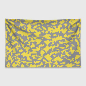 Флаг-баннер с принтом Ultimate Urban Camo в Тюмени, 100% полиэстер | размер 67 х 109 см, плотность ткани — 95 г/м2; по краям флага есть четыре люверса для крепления | Тематика изображения на принте: 2021 | pantone | городской | желтый | камуфляж | пиксельный | урбан | цвет года