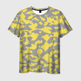 Мужская футболка 3D с принтом Ultimate Urban Camo в Тюмени, 100% полиэфир | прямой крой, круглый вырез горловины, длина до линии бедер | Тематика изображения на принте: 2021 | pantone | городской | желтый | камуфляж | пиксельный | урбан | цвет года