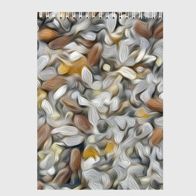 Скетчбук с принтом желто-серый каменный узор в Тюмени, 100% бумага
 | 48 листов, плотность листов — 100 г/м2, плотность картонной обложки — 250 г/м2. Листы скреплены сверху удобной пружинной спиралью | Тематика изображения на принте: abstraction | pebbles | stones | texture | абстракция | галька | камни | мазки | текстура