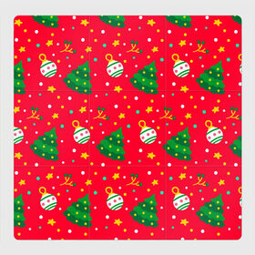Магнитный плакат 3Х3 с принтом Ёлочки! в Тюмени, Полимерный материал с магнитным слоем | 9 деталей размером 9*9 см | 2020 | 2021 | christmas | new year | бык | год быка | дед мороз | елка | зима | новый год | паттерн | подарки | подарок | праздник | рождество | с новым годом | санта | свитер | снег | снежинки