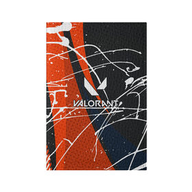 Обложка для паспорта матовая кожа с принтом Valorant в Тюмени, натуральная матовая кожа | размер 19,3 х 13,7 см; прозрачные пластиковые крепления | game | valorant | брызги | валоранд | валорант | игра | линии | стрелялка | шутер