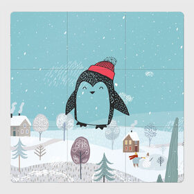 Магнитный плакат 3Х3 с принтом Милый пингвин в Тюмени, Полимерный материал с магнитным слоем | 9 деталей размером 9*9 см | 2021 | 7 января | bull | newyear | santa | бык | быки | бычок | год быка | дед мороз | корова | новогодние каникулы | новогодние праздники | новый 2021 | новый год | новый год 2021 | рождество | сани | санта | санта клаус