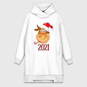 Платье-худи хлопок с принтом Веселый бык 2021 в Тюмени,  |  | 2021 | 7 января | bull | newyear | santa | бык | быки | бычок | год быка | дед мороз | корова | новогодние каникулы | новогодние праздники | новый 2021 | новый год | новый год 2021 | рождество | сани | санта | санта клаус