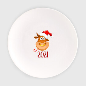 Тарелка с принтом Веселый бык 2021 в Тюмени, фарфор | диаметр - 210 мм
диаметр для нанесения принта - 120 мм | Тематика изображения на принте: 2021 | 7 января | bull | newyear | santa | бык | быки | бычок | год быка | дед мороз | корова | новогодние каникулы | новогодние праздники | новый 2021 | новый год | новый год 2021 | рождество | сани | санта | санта клаус