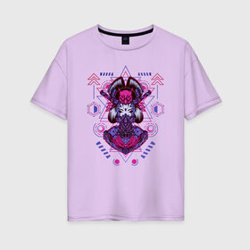 Женская футболка хлопок Oversize с принтом Geisha в Тюмени, 100% хлопок | свободный крой, круглый ворот, спущенный рукав, длина до линии бедер
 | art | brutal | cool | cute | cyber | cybergirl | devil | geisha | geometry | girl | japan | katana | kawai | mask | mecha | robot | sacred | samurai | арт | ветор | геометрические | голова | девушка | кавай | катана | кибер | киборг | маска | маха