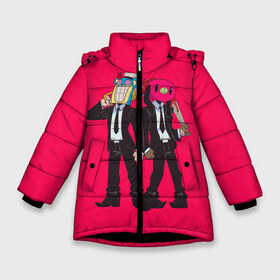 Зимняя куртка для девочек 3D с принтом Hazel & Cha-cha в Тюмени, ткань верха — 100% полиэстер; подклад — 100% полиэстер, утеплитель — 100% полиэстер. | длина ниже бедра, удлиненная спинка, воротник стойка и отстегивающийся капюшон. Есть боковые карманы с листочкой на кнопках, утяжки по низу изделия и внутренний карман на молнии. 

Предусмотрены светоотражающий принт на спинке, радужный светоотражающий элемент на пуллере молнии и на резинке для утяжки. | 5 | academy umbrella | cha cha | diego | hazel | klaus | vanya | академия амбрелла | ваня харгривз | диего | пятый | харгривз | хейзел | хейзел и чача | чача