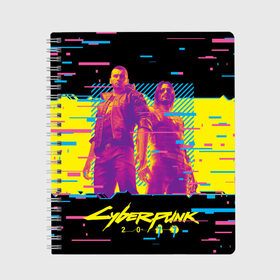 Тетрадь с принтом Cyberpunk 2077 - Взлом системы в Тюмени, 100% бумага | 48 листов, плотность листов — 60 г/м2, плотность картонной обложки — 250 г/м2. Листы скреплены сбоку удобной пружинной спиралью. Уголки страниц и обложки скругленные. Цвет линий — светло-серый
 | Тематика изображения на принте: 2077 | cd | cdprojectd | cyber | game | gamer | pank | project | punk | red | steam | syber | syberpank | valve | декабрь | игра | игра2020 | иградекабрь | игры | кибер | киберпан | панк | суберпунк | топигра