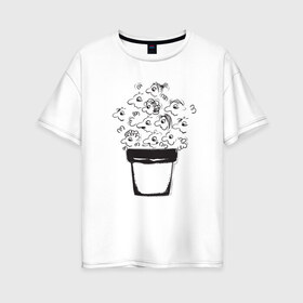 Женская футболка хлопок Oversize с принтом Absurd 9 в Тюмени, 100% хлопок | свободный крой, круглый ворот, спущенный рукав, длина до линии бедер
 | голова | горшочек | графика | иллюстрация | лица | люди | народ | плошка | рисунок | социальный | толпа | человечки | черно белый