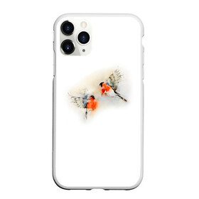 Чехол для iPhone 11 Pro Max матовый с принтом Снегири в Тюмени, Силикон |  | Тематика изображения на принте: животные | зима | новый год | птицы | снег | снегири