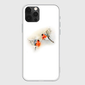 Чехол для iPhone 12 Pro с принтом Снегири в Тюмени, силикон | область печати: задняя сторона чехла, без боковых панелей | животные | зима | новый год | птицы | снег | снегири