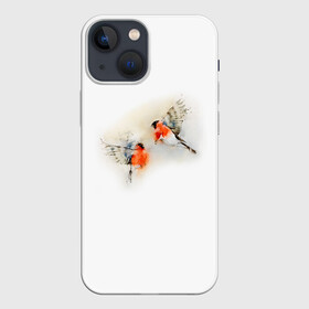 Чехол для iPhone 13 mini с принтом Снегири в Тюмени,  |  | Тематика изображения на принте: животные | зима | новый год | птицы | снег | снегири