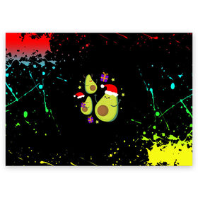 Поздравительная открытка с принтом Новогодние Авокадо в Тюмени, 100% бумага | плотность бумаги 280 г/м2, матовая, на обратной стороне линовка и место для марки
 | авокадо | веган | еда блогеров | мемы | минимализм | прикольные картинки | прикольные надписи | растение | смешное авокадо | фрукт