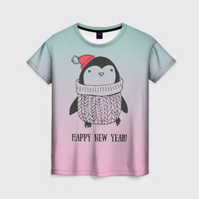 Женская футболка 3D с принтом Милый пингвин в Тюмени, 100% полиэфир ( синтетическое хлопкоподобное полотно) | прямой крой, круглый вырез горловины, длина до линии бедер | 2021 | 7 января | bull | newyear | santa | бык | быки | бычок | год быка | дед мороз | корова | новогодние каникулы | новогодние праздники | новый 2021 | новый год | новый год 2021 | рождество | сани | санта | санта клаус