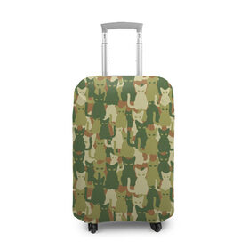 Чехол для чемодана 3D с принтом Камуфляж из котов в Тюмени, 86% полиэфир, 14% спандекс | двустороннее нанесение принта, прорези для ручек и колес | 23 февраля | армия | военная | зелень | камуфляж | листья | маскировка | паттерн | солдат | текстуры