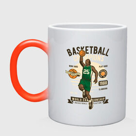 Кружка хамелеон с принтом Баскетбол в Тюмени, керамика | меняет цвет при нагревании, емкость 330 мл | basketball | баскетбол | баскетболист | буквы | логотип | мяч | слова | фразы | цифры | чемпионат