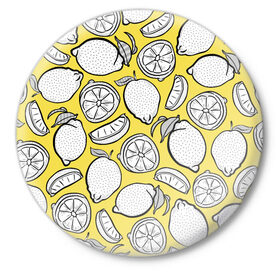 Значок с принтом Illuminating Lemon в Тюмени,  металл | круглая форма, металлическая застежка в виде булавки | 2021 | винтаж | лимоны | ретро | фрукты | цвет года