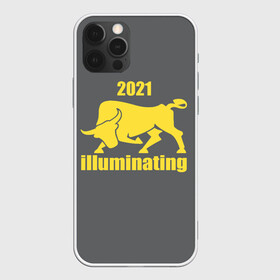 Чехол для iPhone 12 Pro с принтом Illuminating бык 2021 в Тюмени, силикон | область печати: задняя сторона чехла, без боковых панелей | Тематика изображения на принте: bull | new year | pantone | power | symbol | ultimate grey | мощь | новый год | сила | символ | энергия