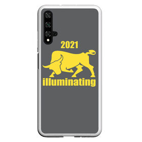 Чехол для Honor 20 с принтом Illuminating бык 2021 в Тюмени, Силикон | Область печати: задняя сторона чехла, без боковых панелей | Тематика изображения на принте: bull | new year | pantone | power | symbol | ultimate grey | мощь | новый год | сила | символ | энергия