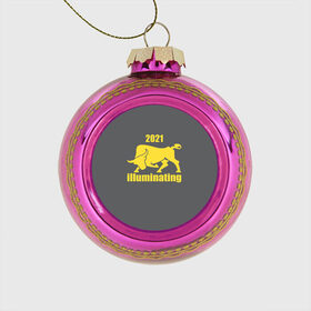 Стеклянный ёлочный шар с принтом Illuminating бык 2021 в Тюмени, Стекло | Диаметр: 80 мм | bull | new year | pantone | power | symbol | ultimate grey | мощь | новый год | сила | символ | энергия