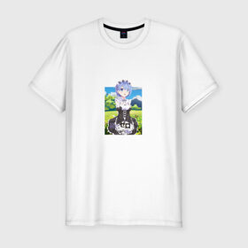 Мужская футболка хлопок Slim с принтом Re:Zero в Тюмени, 92% хлопок, 8% лайкра | приталенный силуэт, круглый вырез ворота, длина до линии бедра, короткий рукав | anime | re:zero | аниме | герой | девушка | жизнь с нуля в альтернативном мире | мультик | мультфильм | персонаж | тян | япония