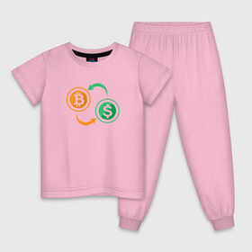 Детская пижама хлопок с принтом BITCOIN $ в Тюмени, 100% хлопок |  брюки и футболка прямого кроя, без карманов, на брюках мягкая резинка на поясе и по низу штанин
 | 
