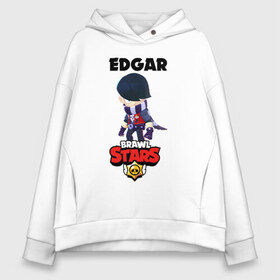 Женское худи Oversize хлопок с принтом BRAWL STARS EDGAR в Тюмени, френч-терри — 70% хлопок, 30% полиэстер. Мягкий теплый начес внутри —100% хлопок | боковые карманы, эластичные манжеты и нижняя кромка, капюшон на магнитной кнопке | 8 bit | brawl stars | byron | colette | crow | edgar | gale | leon | max | mr.p | sally leon | shark | virus 8 bit | werewolf leon | акула | байрон | берли | бравл старс | ворон | коллет | макс | оборотень | эдгар