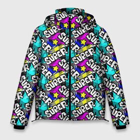 Мужская зимняя куртка 3D с принтом Граффити(SUPER) в Тюмени, верх — 100% полиэстер; подкладка — 100% полиэстер; утеплитель — 100% полиэстер | длина ниже бедра, свободный силуэт Оверсайз. Есть воротник-стойка, отстегивающийся капюшон и ветрозащитная планка. 

Боковые карманы с листочкой на кнопках и внутренний карман на молнии. | высказывание | граффити | детская | идея | манера | мемы | монстры | разные | рисунок | символ