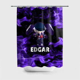 Штора 3D для ванной с принтом BRAWL STARS EDGAR в Тюмени, 100% полиэстер | плотность материала — 100 г/м2. Стандартный размер — 146 см х 180 см. По верхнему краю — пластиковые люверсы для креплений. В комплекте 10 пластиковых колец | 8 bit | 8 бит | brawl | brawl stars | crow | edgar | leon | stars | бравл | бравл старс | браво старс | едгар | игра | компьютерная | леон | огонь | онлайн | старс | эдгар