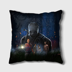 Подушка 3D с принтом Dead by daylight в Тюмени, наволочка – 100% полиэстер, наполнитель – холлофайбер (легкий наполнитель, не вызывает аллергию). | состоит из подушки и наволочки. Наволочка на молнии, легко снимается для стирки | claudette | dbd | dwight | jake | meg | trapper | дбд | джейк | капкан | капканщик | клодет | мэг | охотник