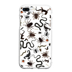 Чехол для iPhone 7Plus/8 Plus матовый с принтом Жуткие насекомые в Тюмени, Силикон | Область печати: задняя сторона чехла, без боковых панелей | арт | белый | живность | животные | жук | жуткие насекомые | жуть | змея | клоп | набор насекомых | опарыш | паразит | паук | пиявка | рисунок | сколопендра | скорпион | таракан | фон | червь | ядовитый