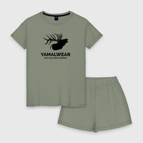 Женская пижама с шортиками хлопок с принтом Yamalwear в Тюмени, 100% хлопок | футболка прямого кроя, шорты свободные с широкой мягкой резинкой | salekhard | yamal | yanao | арт | минимализм | рисунок | салехард | север | ямал | янао