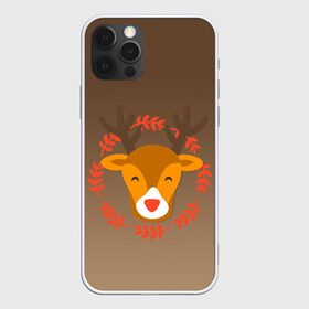 Чехол для iPhone 12 Pro Max с принтом олень новогодний арт в Тюмени, Силикон |  | венок | градиент | зверь | коричневый | красный нос | новый год | олененок | олень | праздник | рога | рожки | рудольф | символ