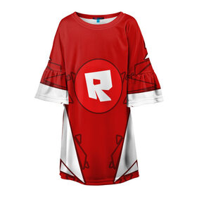 Детское платье 3D с принтом Roblox | Роблокс в Тюмени, 100% полиэстер | прямой силуэт, чуть расширенный к низу. Круглая горловина, на рукавах — воланы | game | roblox | детский | знак | игра | красный | логотип | роблокс