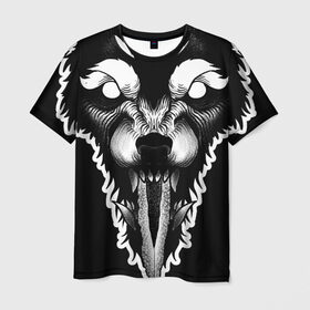 Мужская футболка 3D с принтом Фенрир в Тюмени, 100% полиэфир | прямой крой, круглый вырез горловины, длина до линии бедер | волк | волчара | дотворк | кинжал | тату | фенрир