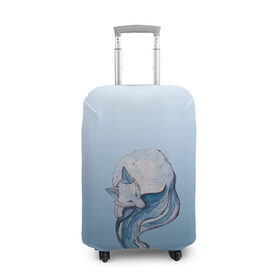 Чехол для чемодана 3D с принтом внутренний зимний лис в Тюмени, 86% полиэфир, 14% спандекс | двустороннее нанесение принта, прорези для ручек и колес | 